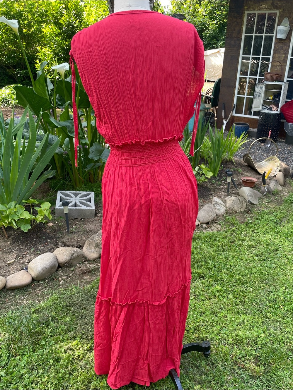 Max Studio Red V-Neck Maxi Dress - Picture 5 of 7